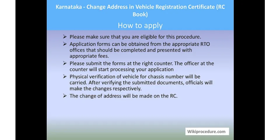 Address proof for vehicle registration in Karnataka
