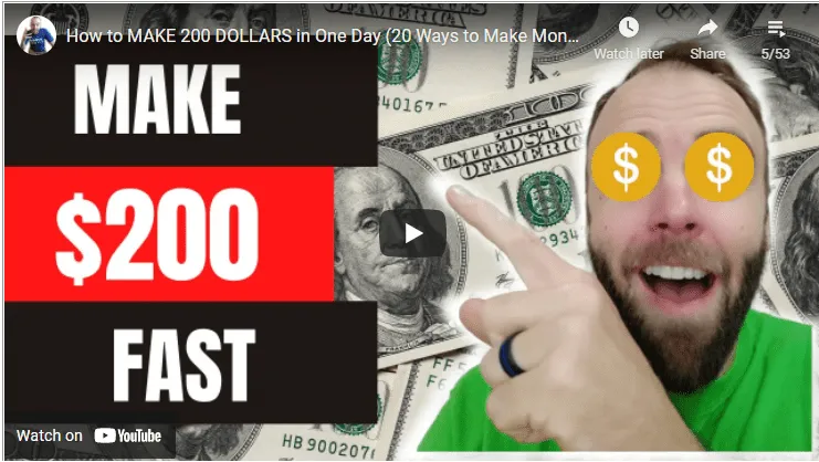 Video about how to make 200 Dollars fast