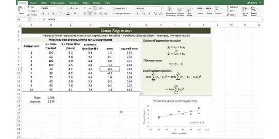 How to calculate residual in Excel